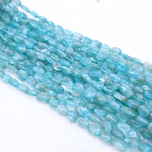Vente en gros de 17 brins de perles ovales facettées en apatite bleue naturelle, Memoria Jewels - Product Image 6