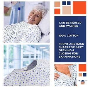 Poly-cotone uniformi ospedaliere 3 Pack piccoli camici per pazienti con chiusura a scatto posteriore riutilizzabili camici medici per uomo e donna corti - Product Image 3