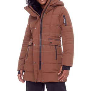 Chaqueta Parka informal para mujer, cuello largo transpirable con capucha y cierre de cremallera para invierno, venta en línea desde Pakistán - Product Image 4
