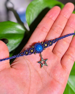 Pulsera de Macramé Negra Hecha a Mano con Dije de Estrella, Estilo Bohemio, Cordón Ajustable, Joyería de Cornalina Natural para Mujer - Product Image 2