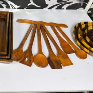 Cuillère en bois massif naturel pour la cuisine, ustensile écologique pour mélanger et remuer, idéale pour la maison et les restaurants - Product Image 1