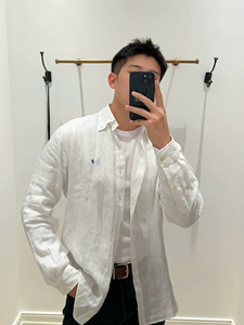 Chemise décontractée en lin à manches longues pour homme, protection solaire, style polo, pour le printemps et l'automne - Product Image 3