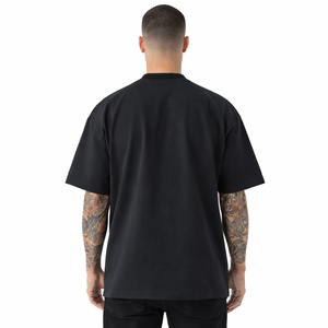 T-shirt Homme Oversize Noir Minimaliste Streetwear en Coton Lourd, Coupe Boxy à Épaules Tombantes, Qualité Premium, Style Urbain Décontracté - Product Image 3