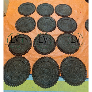 Assiettes de présentation en rotin en gros, sets de table en osier naturel résistants à la chaleur, décoration de table bohème, vaisselle écologique du Vietnam - Product Image 6