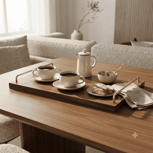 Bandeja de Servir de Madera Hecha a Mano con Asas, Bandeja para Desayuno, Café y Té, Organizador Rústico para Mesa de Comedor, Regalo Decorativo al por Mayor - Product Image 2