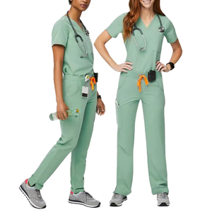 New Scrubs <b>Set</b> Medical Uniforms Stretch Scrub Tops with Pocket Pants Nurse Uniform <b>Doctor</b> Surgery Overalls Beauty Salon Workwear - Product Image 1