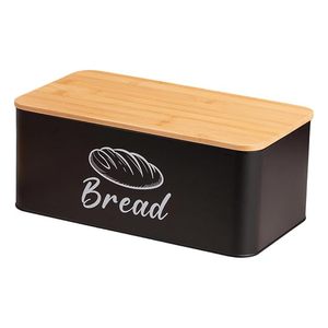 Caja de Pan Metálica Hermética con Tapa de Madera, Contenedor Rectangular para Almacenamiento de Alimentos, a Prueba de Humedad, para Cocina - Product Image 1