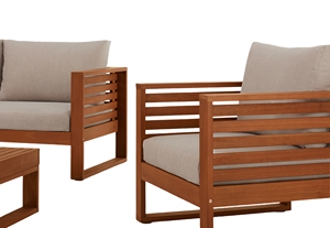 Conjunto de sillón con marco de madera de eucalipto elegante de primera calidad, muebles modernos de lujo para exteriores para patios para hoteles, villas fabricadas - Product Image 4