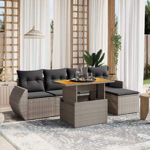Ensemble de canapé de jardin en rotin gris PE avec structure en acier thermolaqué, mobilier d'extérieur, ensemble de patio 4 places - Product Image 1