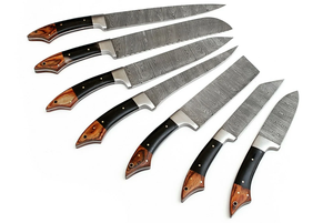 Juego de Cuchillos de Cocina de Damasco Forjados a Mano de 8 Piezas Personalizados, Juego de Cuchillos Profesionales para Chef con Mango de Madera y Cuerno, Venta al por Mayor OEM ODM - Product Image 5