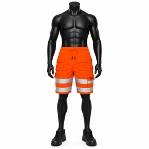 High Vis Reflective Cargo <b>Work</b> <b>Shorts</b> <b>Men</b> Safety Construction Waterproof Outdoor Utility Workwear <b>Shorts</b> - Product Image 2