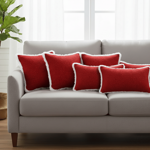 SOGA 6PC Luxury Textured Pillow <b>Covers</b> 4x 45cm Plush Crimson <b>Red</b> and 2x 30x50cm Luxe Burgundy Set of <b>Cushion</b> Cases - Product Image 5