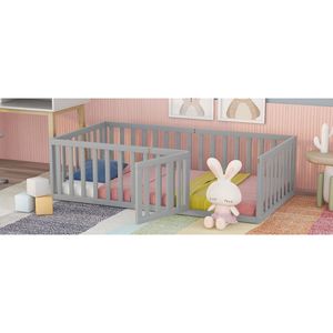 Letto a giorno in legno grigio a una piazza e mezza con recinzione per bambini - Codice prodotto precedente WF289661AAE - Product Image 4