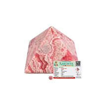 Pyramide de cristal de rhodochrosite naturelle, pierre à bandes rose et blanche, gemme polie, Inde KARTAVYA, pour la décoration et la collection