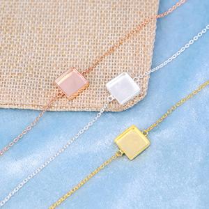 Handmade 925 <b>Silver</b> 18k Gold 10mm Square Blank Bezel Cup Chain <b>Bracelet</b> Setting Breastmilk Keepsake DIY Resin Jewelry Findings - Product Image 5