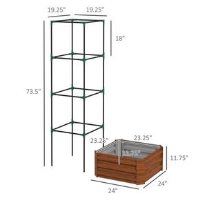 Fioriera da Interno con Supporto in Rattan 24x24x11.75, Vaso Rialzato per Giardino - Product Image 4