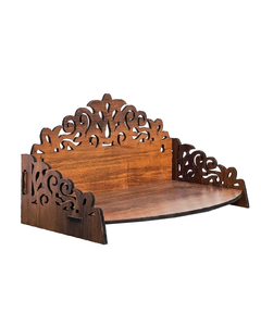 Handcrafted Wooden Temple <b>Mandir</b> | Laser Cut MDF Pooja Chowki Stand | Decorative Home Temple Shelf | 17x30x18cm - Product Image 4