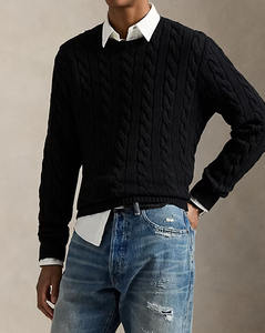 Suéter Azul Tejido Personalizado para Hombre con Camisa a Rayas, Estilo en Capas para un Look Casual Elegante - Product Image 1