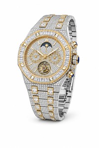 Reloj de lujo unisex con diamantes, caja de oro blanco, movimiento mecánico analógico, esfera con números romanos, cierre desplegable, 44 mm - Product Image 2