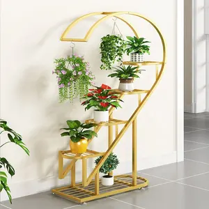 クリエイティブ錬鉄製はしご植物スタンドフラワーハート型金属屋内床植物スタンド金属ディスプレイスタンド