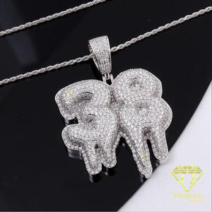 Collier pendentif double éléphant avec pierres étincelantes, bijoux fantaisie inspirés des animaux pour hommes et femmes, vente en gros - Product Image 3
