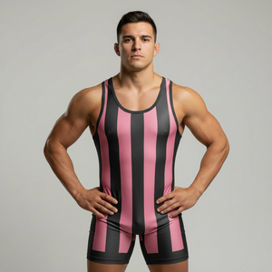 Combinaison de lutte personnalisée en polyester et spandex avec découpe automatisée, vêtements de sport légers et compressifs - Product Image 1
