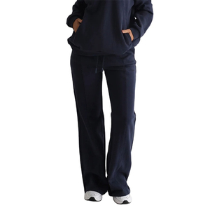 Women's 2025 Custom Size 100% Cotton Flare Jogger Pants Breathable Soft Baggy Wide Straight Flared Sweatpants Mid Casual <b>Canvas</b> - Product Image 4