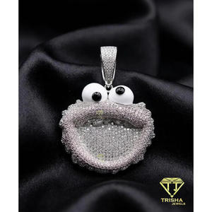 Custom <b>Big</b> Eyes Moissanite Diamond Pendant 925 Sterling Silver Full Iced Out Statement <b>Jewelry</b> - Product Image 4