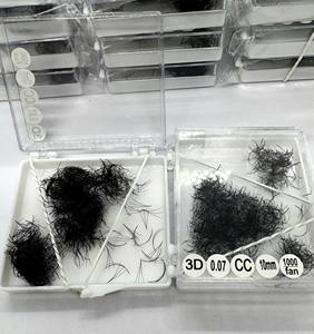 ขนตาปลอมแบบแฮนด์เมด วอลลุ่มธรรมชาติ ยาว 3D-8D เส้นใยสังเคราะห์คุณภาพพรีเมียม  แบบ CC/DD/LD/M Curl สีดำด้านเข้มพิเศษ สำหรับงานสั่งทำ - Product Image 1