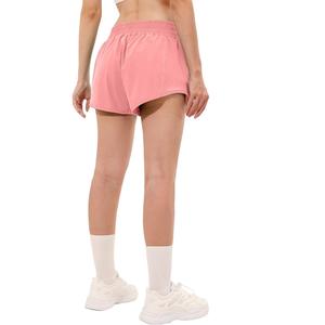 Fait sur mesure 100% polyester rose dames pantalon chaud taille moyenne sport Fitness Yoga Shorts meilleur prix d'usine au Bangladesh - Product Image 2