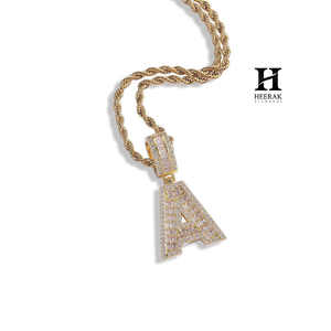 Collar con Inicial Personalizada con Diamantes Cultivados en Laboratorio, Letras A-Z, Colgante de Oro de 14K, Joyería Hip Hop para Hombre, Moissanita VVS - Product Image 2