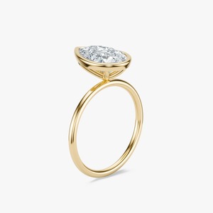 Anillo de compromiso solitario de lujo con diamante cultivado en laboratorio de 3.00 CT, corte pera y engaste de bisel, para fiesta, en oro de 14 quilates - Product Image 4