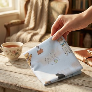[K-ESSENTIALS] Mouchoir à motif animalier en coton doux des années 60, bordure en dentelle de dessin animé, mouchoir de poche pour enfants - Product Image 1