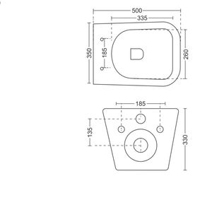 WC suspendu élégant et moderne de style italien, 500x350x330mm, en céramique, pour salle de bain commerciale. - Product Image 4