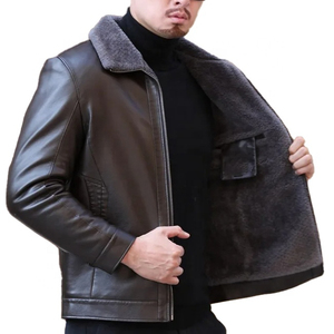 wholesale Price Natural <b>Sheepskin</b> Leather <b>Jacket</b> for Autumn and Winter Men Collar and Fluffy Inner Thick Middle Young Man - Product Image 4