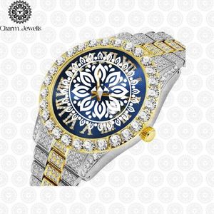 Charm_Jewells Luxury Stainless Steel <b>Watch</b> Round <b>Case</b> Analog Quartz Movement Diamond Encrusted Bracelet 40mm Unisex - Product Image 2