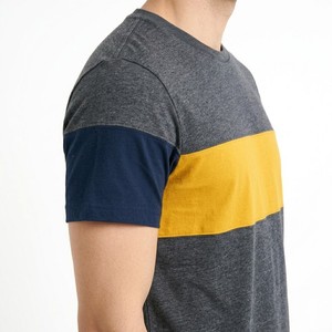 Top Quality <b>Stripe</b> Panel <b>T</b> <b>Shirt</b> <b>Men</b> Half Sleeve Soft Cotton Breathable Casual Summer Wear Comfortable Stylish Daily Outfit - Product Image 5