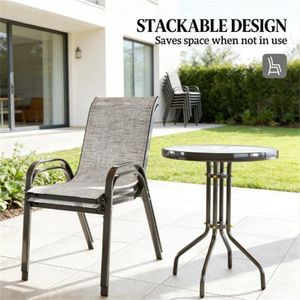 Juego de Muebles de Bar Pequeños de 3 Piezas, Color Gris, para Patio y Jardín - Product Image 2