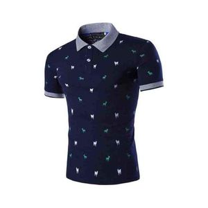 <b>Men's</b> Geometric Color Blocked Short Sleeve Polo Shirt Slim Fit Casual Knitted Top - Product Image 4