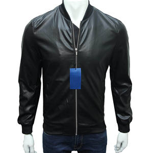 Veste matelassée tendance en cuir de mouton pour homme en manteau de grande taille de couleur marron chaud avec logo de marque de distributeur personnalisé Plain Technique - Product Image 1