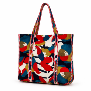 Sac matelassé en velours, multi-reversibles, style bohème vintage, doublure en toile, fermeture éclair, léger, extra large, pour femme - Product Image 1