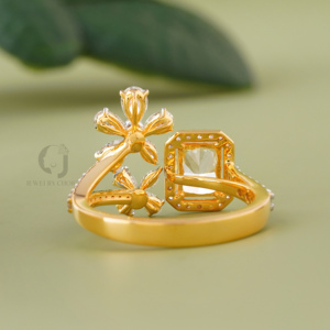 Radiant Cut Yellow Lab Diamond Engagement <b>Ring</b> Floral Gold Band Unique 1.07 CT Anniversary <b>Statement</b> <b>Ring</b> Fine Jewelry Gift - Product Image 3