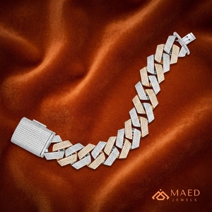 Pulsera de eslabones cubanos anchos y planos de oro con moissanita, joyería de moda para uso diario, estilo Miami Chicago, regalo para compradores - Product Image 2