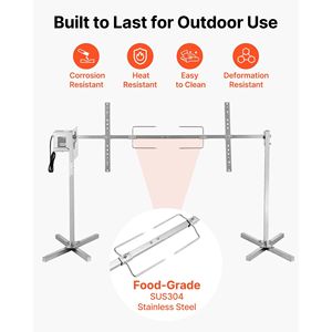 Kit de rôtissoire électrique à 8 niveaux de hauteur, 120 V CA, capacité de charge de 60 kg, 3 grilles de barbecue ciblées - Product Image 6