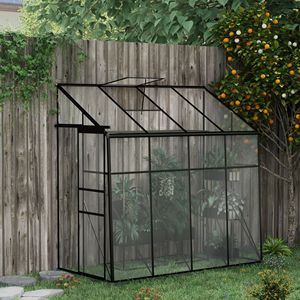 Serra in Policarbonato 8FT X 4FT, Serra a Tettoia in Alluminio con Grondaia e Base Nera, per Giardino e Orto - Product Image 2
