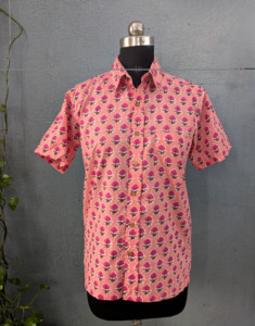 เสื้อเชิ้ตผู้ชายแขนสั้นพิมพ์ลายดอกไม้ผ้าฝ้ายลำลองคอปกสไตล์ฤดูร้อน - Product Image 4