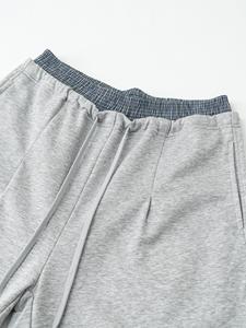Women's Gray Knitted Straight Loose Fit Knee Length Pants With Drawstring Waist Mid Rise Casual Autumn Wear Solid Color 100 - Product Image 5