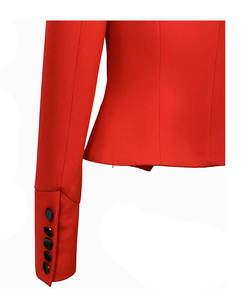 Women's red Genuine Leather Moto Jacket Full Sleeve <b>Zipper</b> Closure Stand Collar Autumn Style - Product Image 4