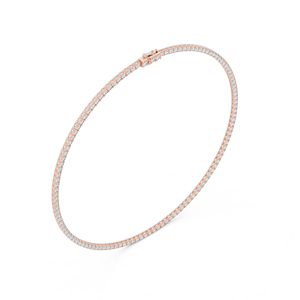 Rose Gold Round Lab Grown Diamond Tennis <b>Necklace</b> for Women | Classic Luxury Bridal Wedding Fine Jewelry Gift - Product Image 1