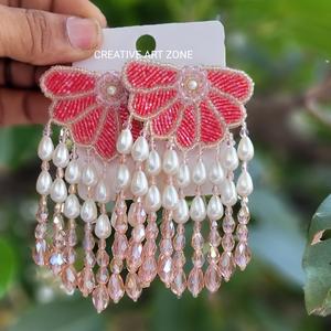 Bijoux fantaisie boucles d'oreilles brodées perlées d'Inde boucles d'oreilles faites à la main pour femmes et filles look classique boucles d'oreilles bohème - Product Image 1